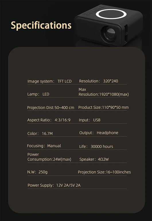 Proyector Portátil Mini YT300 Full HD 1080P - Cine en Casa Inalámbrico - Image 33