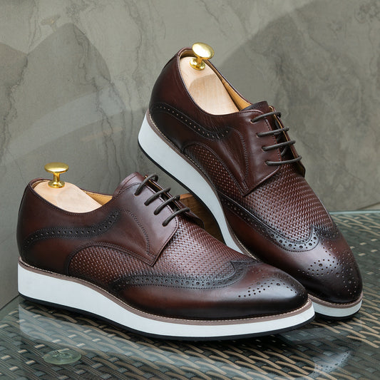 Zapatos Derby Tejidos Punta Fina - Calzado Casual de Cuero para Hombre