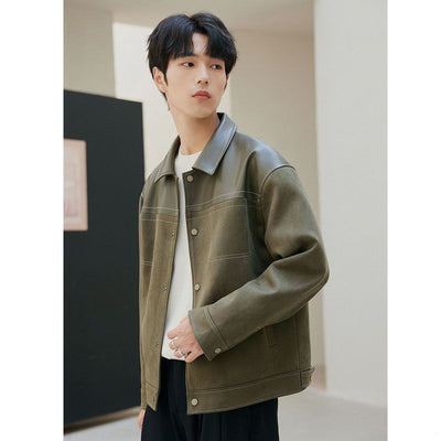Chaqueta de Cuero PU Casual Suelta para Hombre - Abrigo Elegante - Image 8