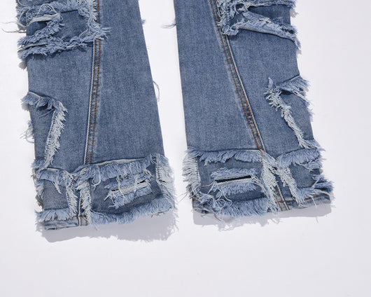 Jeans Azul Rotos con Parches y Detalles Desgarrados - Image 10