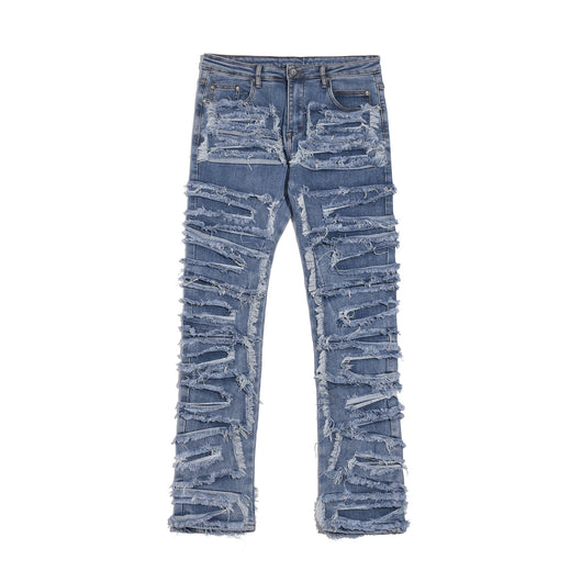 Jeans Azul Rotos con Parches y Detalles Desgarrados - Image 11