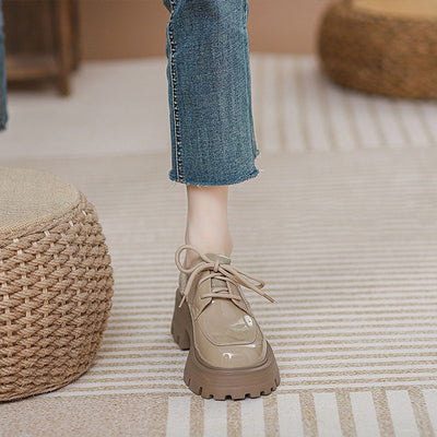 Zapatos de Cuero Estilo Británico con Cordones para Mujer - Image 8