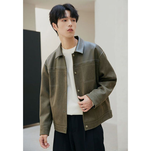 Chaqueta de Cuero PU Casual Suelta para Hombre - Abrigo Elegante - Image 16