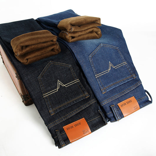 Jeans Casuales Elásticos de Forro Polar para Hombre - Image 25