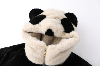 Chaqueta Acolchada Vintage Panda Suelta con Capucha para Mujer - Image 31