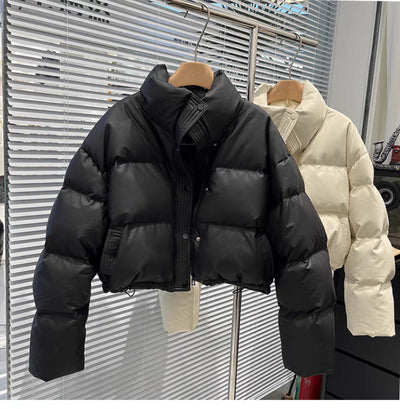 Chaqueta de Plumas de Pato Blanco con Cuello de Pie para Mujer - Image 16