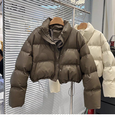 Chaqueta de Plumas de Pato Blanco con Cuello de Pie para Mujer - Image 17