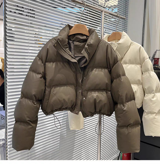 Chaqueta de Plumas de Pato Blanco con Cuello de Pie para Mujer - Image 17