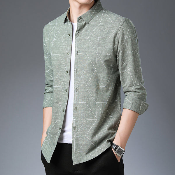 Camisa de Algodón Fina de Manga Larga para Hombre