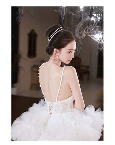 Vestido de Novia Blanco con Tirantes y Falda Tipo Tutú - Elegancia Francesa - Image 10