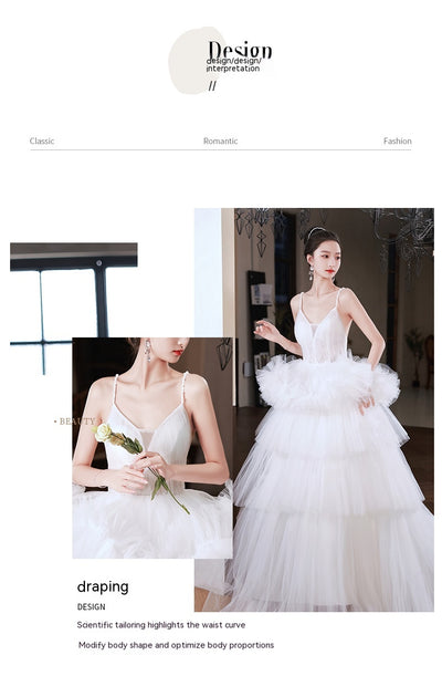 Vestido de Novia Blanco con Tirantes y Falda Tipo Tutú - Elegancia Francesa - Image 23
