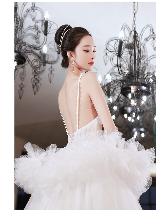 Vestido de Novia Blanco con Tirantes y Falda Tipo Tutú - Elegancia Francesa - Image 28