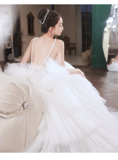Vestido de Novia Blanco con Tirantes y Falda Tipo Tutú - Elegancia Francesa - Image 29