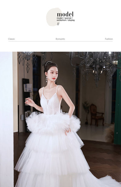 Vestido de Novia Blanco con Tirantes y Falda Tipo Tutú - Elegancia Francesa - Image 32