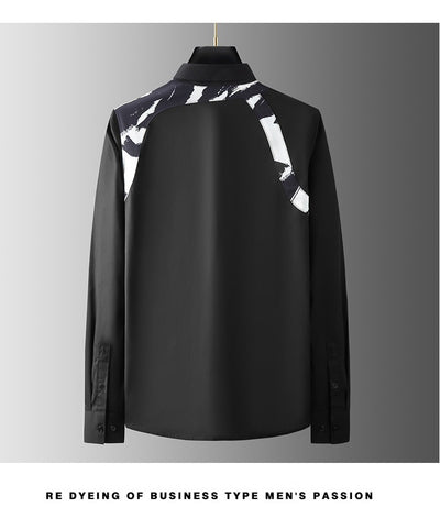 Camisa Casual de Negocios con Contraste de Hombros - Ajuste Slim Elegante para Hombre - Image 14