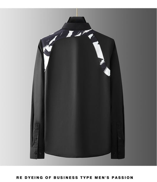 Camisa Casual de Negocios con Contraste de Hombros - Ajuste Slim Elegante para Hombre - Image 14