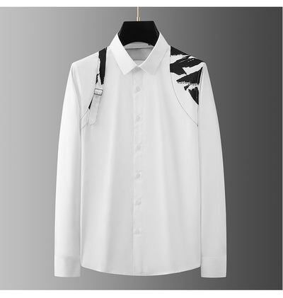 Camisa Casual de Negocios con Contraste de Hombros - Ajuste Slim Elegante para Hombre - Image 15