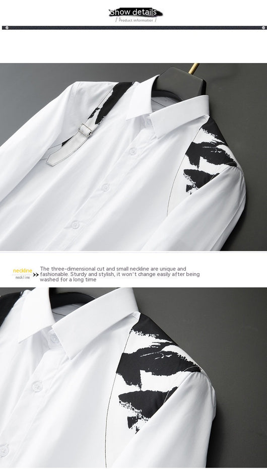 Camisa Casual de Negocios con Contraste de Hombros - Ajuste Slim Elegante para Hombre - Image 17