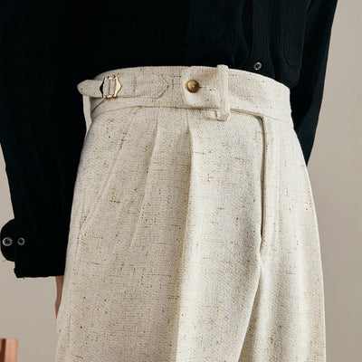 Pantalones de Lino con Pinzas Dobles y Pierna Recta para Hombre - Image 8