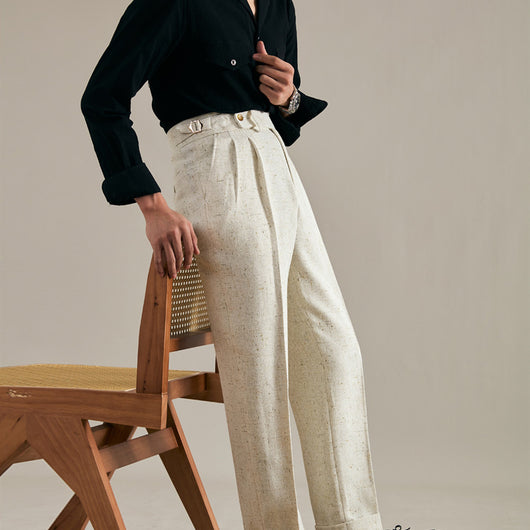 Pantalones de Lino con Pinzas Dobles y Pierna Recta para Hombre - Image 11