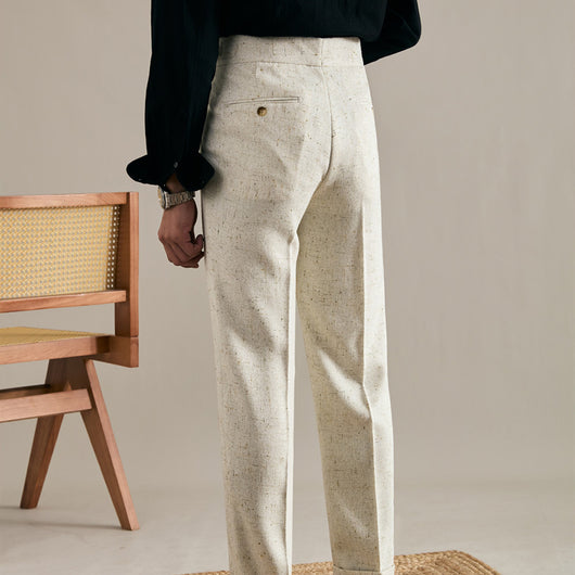 Pantalones de Lino con Pinzas Dobles y Pierna Recta para Hombre - Image 12