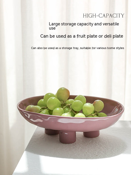 Plato de Frutas Minimalista de Cerámica Artesanal con Tres Patas - Image 51