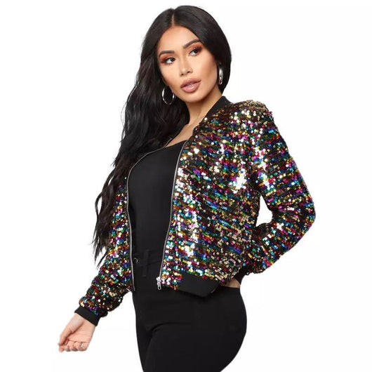 Chaqueta Casual Corta con Lentejuelas y Bloques de Color - Image 21