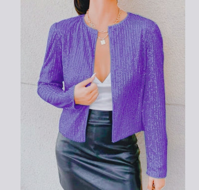Chaqueta Casual Corta con Lentejuelas y Bloques de Color - Image 30