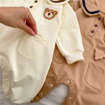 Abrigo Romper con Cuello Tipo Solapa - Diseño Osito para Bebé - Image 12