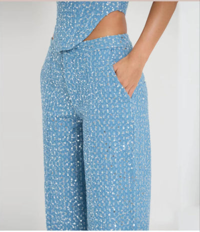 Conjunto de Pantalón Ancho y Top Tubo Brillante - Image 11