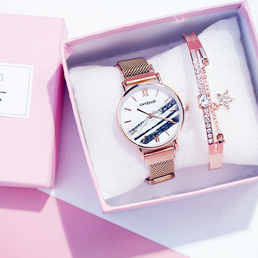 Reloj de Moda Retro con Diseño de Mármol para Mujer - Image 4