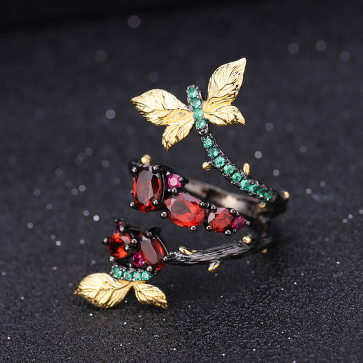 Anillo de Plata S925 con Diseño de Mariposa y Amatista Natural - Image 7
