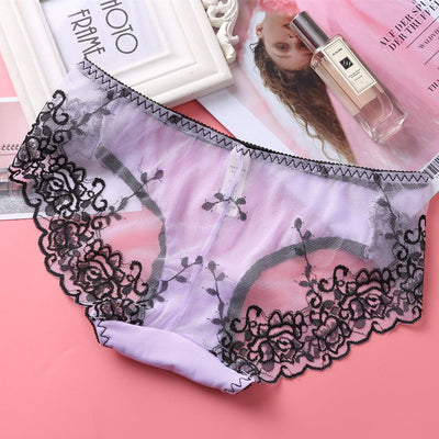 Braguitas Bajos con Encaje Bordado y Malla Sensual - Image 22