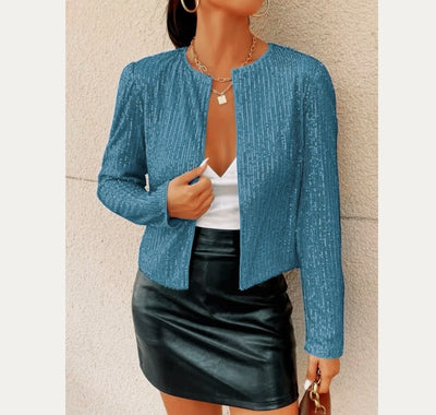 Chaqueta Casual Corta con Lentejuelas y Bloques de Color - Image 64