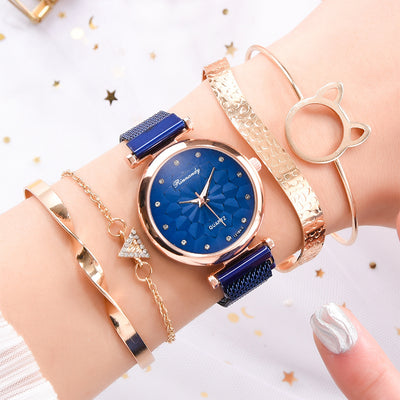 Pulsera Reloj con Cierre Magnético Floral y Malla Milanesa - Image 15