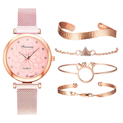 Pulsera Reloj con Cierre Magnético Floral y Malla Milanesa - Image 17