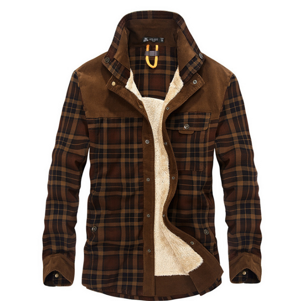 Camisa de Cuadros Térmica para Hombre - Algodón Cálido Manga Larga