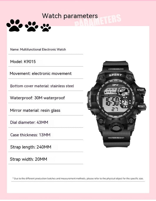 Reloj Electrónico para Niñas Impermeable con Cierre de Botón - Casual y Moderno - Image 15