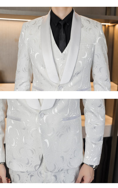 Traje de Tres Piezas Elegante con Detalles Grabados para Bodas - Image 34