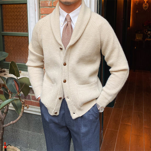 Cardigan Tejido Grueso Vintage para Hombre Estilo Retro - Image 16