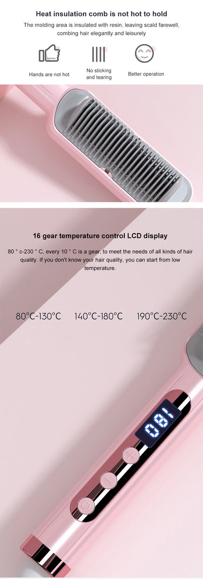 Cepillo Alisador Eléctrico Profesional con Cerámica y Control de Temperatura - Image 17