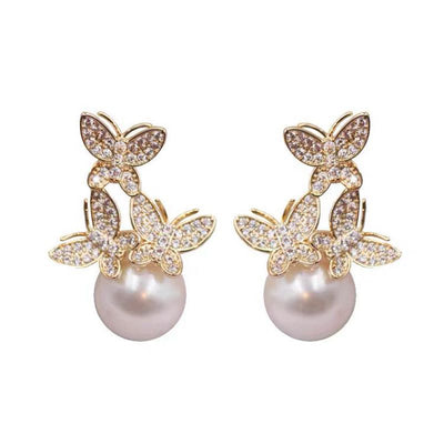 Aretes de Plata 925 con Perla y Mariposa de Cristales - Lujo Ligero - Image 6