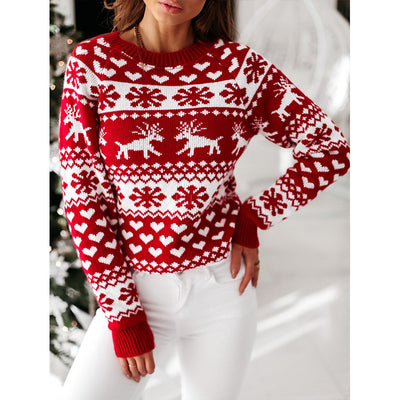 Suéter Navideño Tejido para Mujer con Estampado de Reno y Copo de Nieve - Image 13