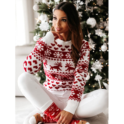 Suéter Navideño Tejido para Mujer con Estampado de Reno y Copo de Nieve - Image 14