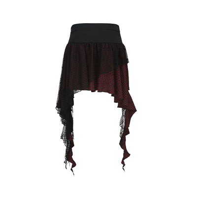 Falda a Cuadros con Detalles de Encaje Femenino - Image 11