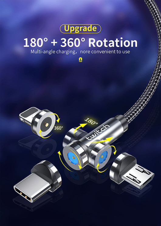 Cable Magnético 3 en 1 de 540° Rotativo - Carga Rápida Android, USB-C y Lightning - Image 49