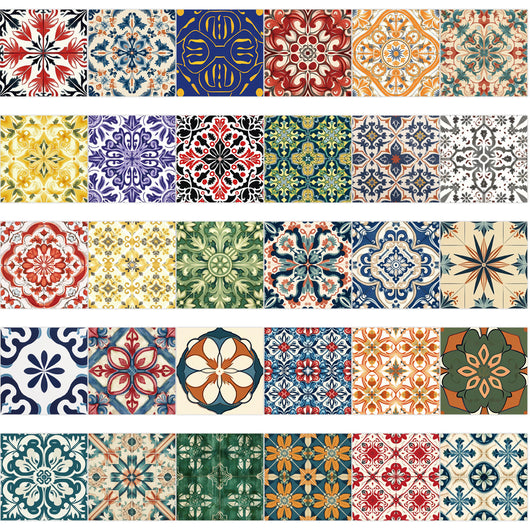 Set of 50 colorful mandala and retro graffiti stickers with intricate patterns for phone cases and luggage. - Image 15