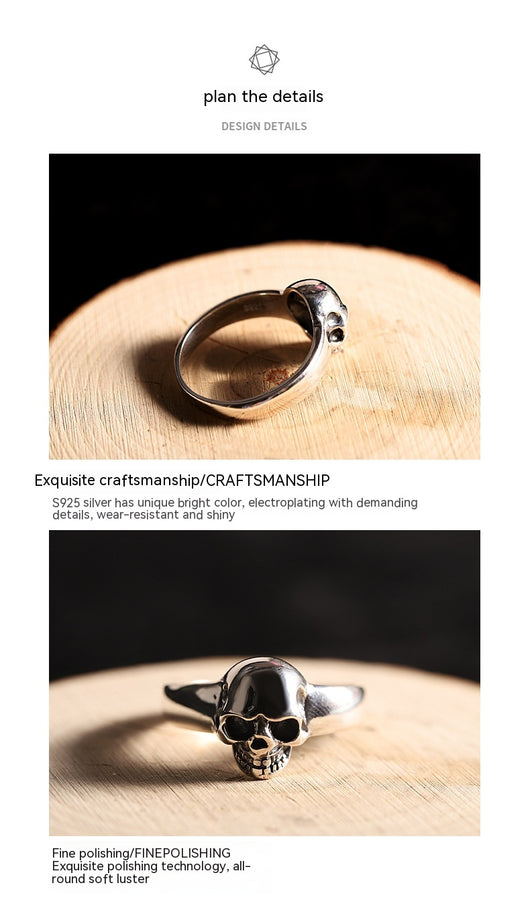 Anillo de Calavera Plateado Minimalista Unisex - Image 9