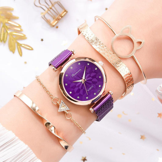 Pulsera Reloj con Cierre Magnético Floral y Malla Milanesa - Image 21