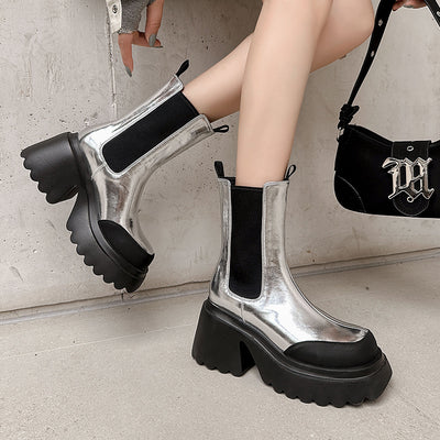 Botas Martin de Cuero Impermeable con Plataforma y Tacón Grueso para Otoño e Invierno - Image 9